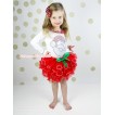 Xmas White Baby Long Sleeves Top Minnie Dots Satin Lacing & Sparkle Rhinestone Santa Claus Print & Kelly Green Bow Red Petal Baby Pettiskirt NQ50